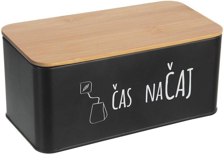 Dóza Čas na čaj BLACK 20,3x10,3x9 cm Orion
