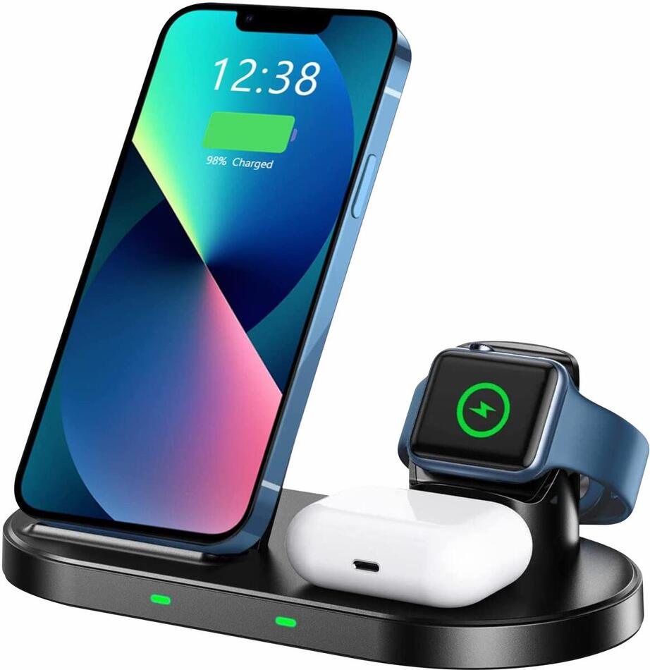 SWISSTEN BEZDRÁTOVÁ NABÍJEČKA 3v1 STATION PRO APPLE A SAMSUNG ČERNÁ