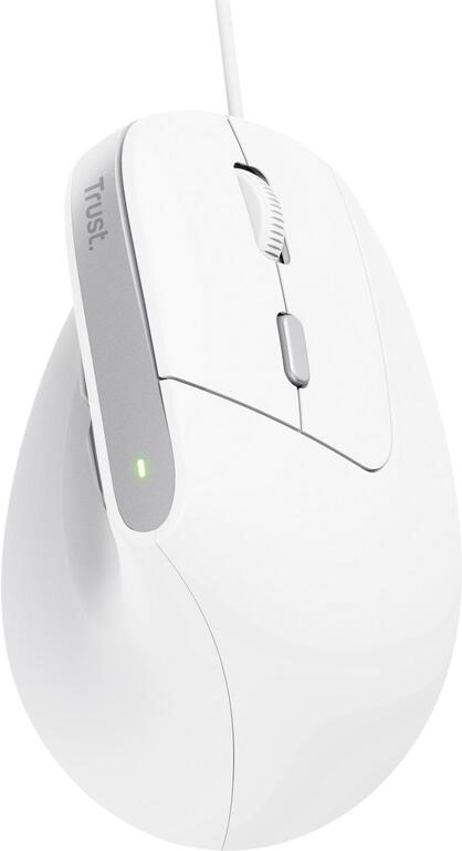 Trust Bayo II/Vertikální/Optická/Pro praváky/2 400 DPI/Drátová USB/Bílá (25397)
