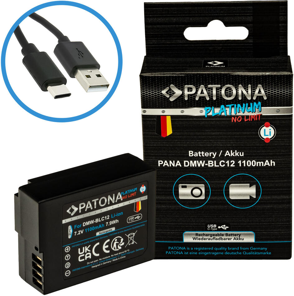 Aku Panasonic DMW-BLC12 1100mAh Li-Ion Platinum USB-C nabíjení
