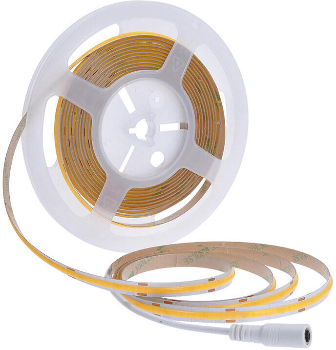 Solight LED COB pásek, sada s adaptérem, vypínač, 5m, 8W/m, 800lm/m, teplá bílá