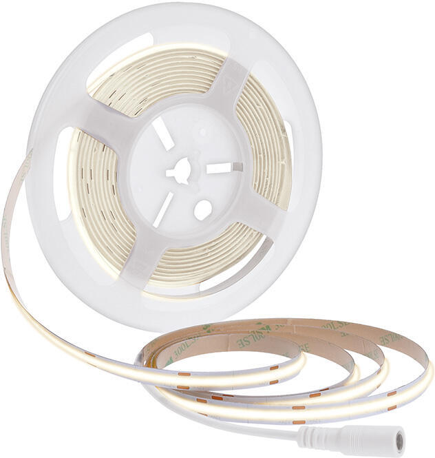 Solight LED COB pásek, sada s adaptérem, vypínač, 5m, 8W/m, 800lm/m, neutrální bílá