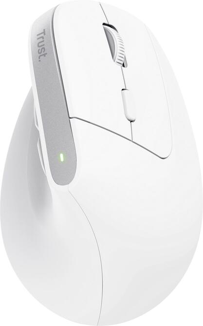 Trust Bayo+/Vertikální/Optická/Pro praváky/2 400 DPI/USB+BT/Bílá (25399)