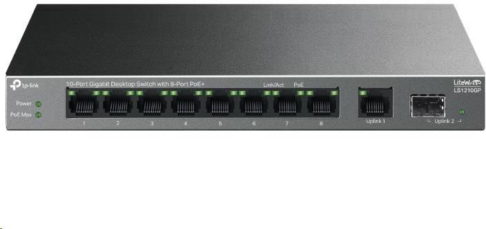 TP-Link LiteWave switch LS1210GP (9xGbE, 1xSFP, 8xPoE+, 61W, fanless)