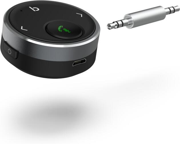 Hama Bluetooth handsfree set voor in de auto met AUX-ingang (met 2-weg USB- oplader, draadloze oproepen en luisteren naar muziek via autoluidspreker, 3,5 mm jack-adapter, audio