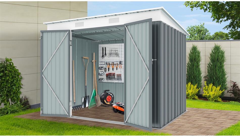 Zahradní domek Riwall PRO RMSP 6x8 Anthracite, kovový 2,4 x 1,8 m