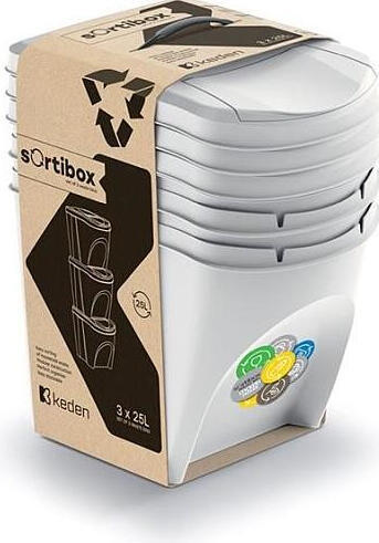 Koš na tříděný odpad SORTIBOX II 3x25l popelavě šedý PROSPERPLAST