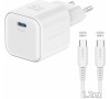Síťový adaptér Swissten GaN 1x USB-C 35W PD + Datový kabel USB-C/USB-C 1.2m, bílý
