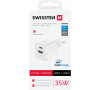 SWISSTEN SÍŤOVÝ ADAPTÉR GaN 1x USB-C 35W PD + 1x USB-A 27W QC BÍLÝ
