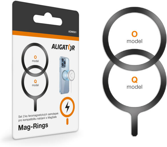 Set feromagnetických samolepek Aligator Mag-Rings, určeno pro MagSafe, černé