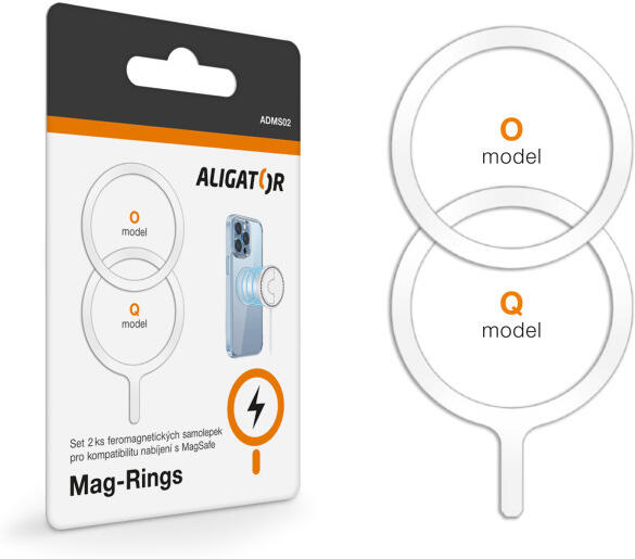 Set feromagnetických samolepek Aligator Mag-Rings, určeno pro MagSafe, bílé