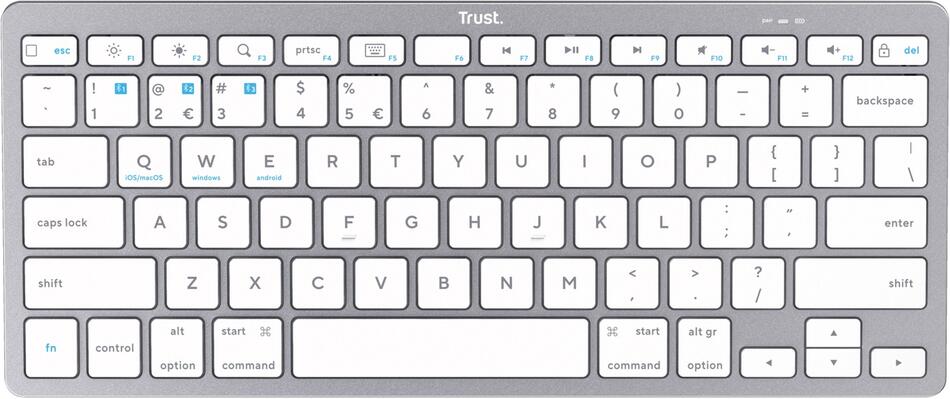 Trust/Bezdrátová Bluetooth/CZ-SK layout/Stříbrná (25354)