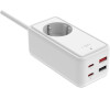 Síťový prodlužovací adaptér FIXED Charging Strip s 2x USB-C a 2x USB, GaN III, 3m, PD 65W, bílý