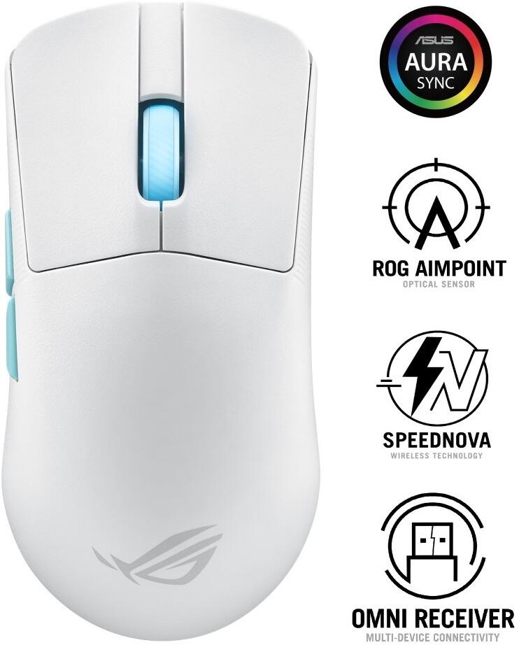 ASUS myš ROG Harpe Ace Aim Lab Edition, Bluetooth, bílá (90MP02W0-BMUA10)