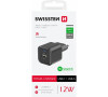 SWISSTEN SÍŤOVÝ ADAPTÉR 12W 1x USB-C + 1x USB-A ČERNÝ