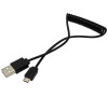 Kabel USB 2.0 kabel, USB A(M) - microUSB B(M), kroucený, 1m, černý