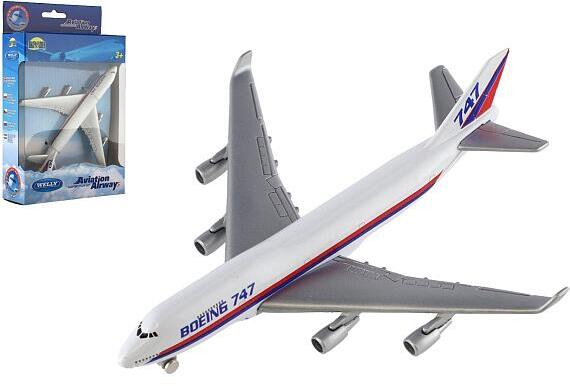 Dromader Letadlo Welly Boeing 747 plast/kov 15cm v krabičce 13x21x4,5cm