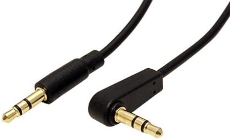 Kabel jack 3,5M - jack 3,5M lomený konektor 90°, 1,5m, černý