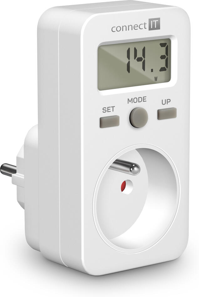 CONNECT IT PowerMeter měřič spotřeby el. energie, display, dětská pojistka (CES-2010-WH)