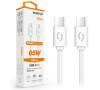 Datový kabel ALIGATOR POWER 65W, USB-C/USB-C 3A 1,5m, bílý