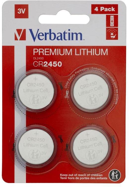 VERBATIM Lithium baterie CR2450 3V 4 Pack (49535)