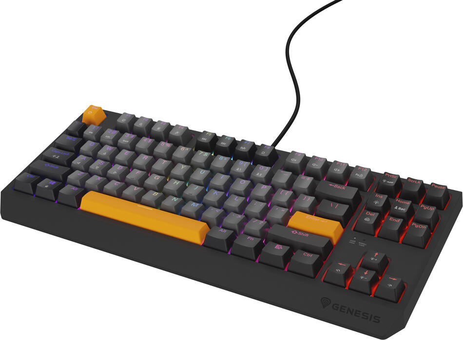 GENESIS herní klávesnice THOR 230/TKL/RGB/Outemu Red/Drátová USB/US layout/Anchor Negative Šedá (NKG-2082)