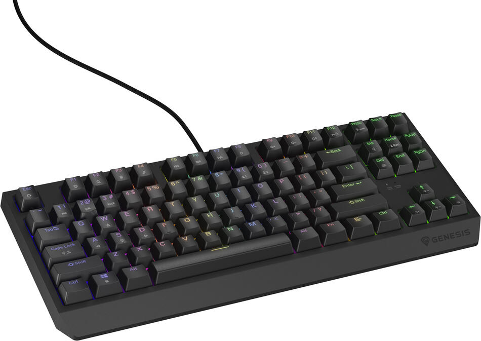 GENESIS herní klávesnice THOR 230/TKL/RGB/Outemu Brown/Drátová USB/US layout/Černá (NKG-2079)