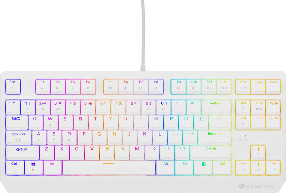 GENESIS herní klávesnice THOR 230/TKL/RGB/Outemu Brown/Drátová USB/US layout/Bílá (NKG-2080)