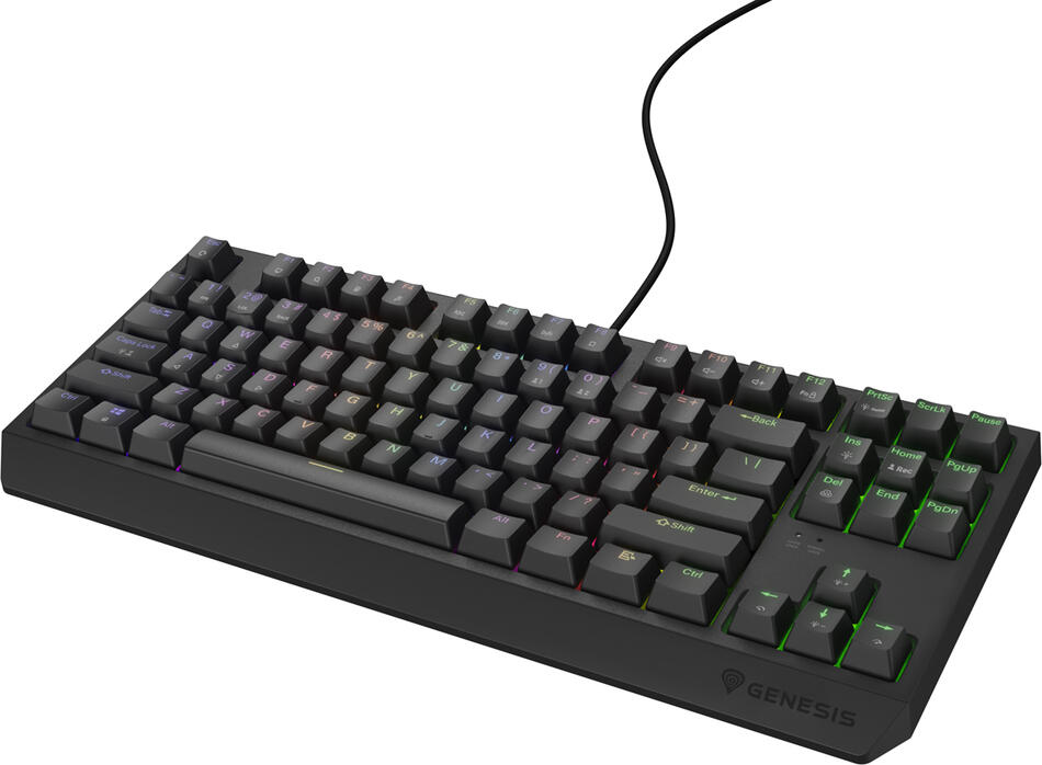 GENESIS herní klávesnice THOR 230/TKL/RGB/Outemu Red/Drátová USB/US layout/Černá (NKG-2077)