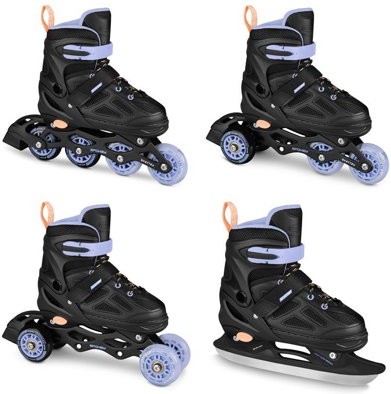 Spokey QUATTRO Brusle 4v1, černo-fialové, vel. 38-41
