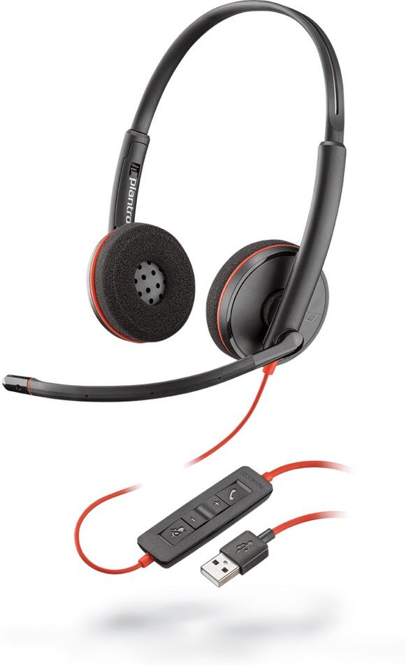 Plantronics poly Blackwire C3220 / Stereo / USB / Drát / Černá-červená (209745-201)
