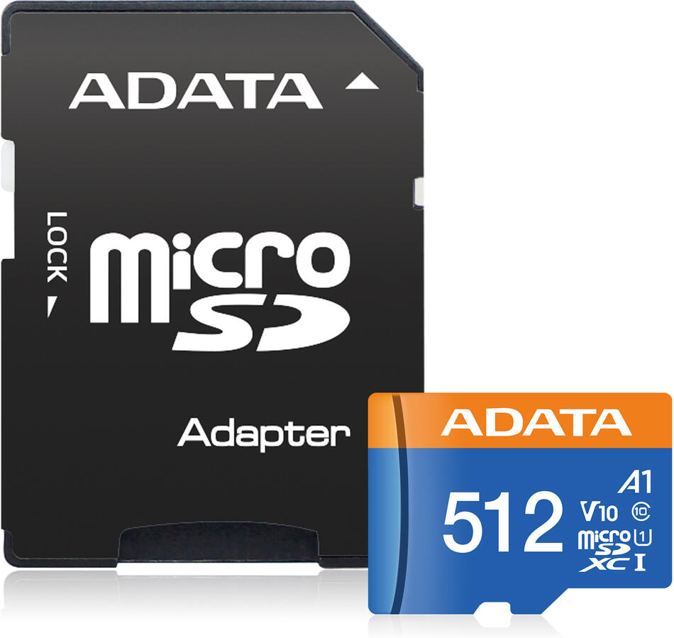 ADATA/micro SDXC/512GB/UHS-I U1 / Class 10/+ Adaptér (AUSDX512GUICL10A1-RA1)