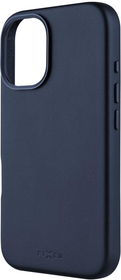 Kožený zadní kryt FIXED MagLeather s podporou MagSafe pro Apple iPhone 16, modrý