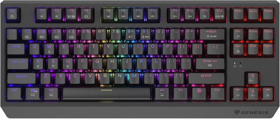 GENESIS herní klávesnice THOR 230/TKL/RGB/Outemu Silent Lemon/Bezdrátová USB + Bluetooth/US layout/Č (NKG-2108)