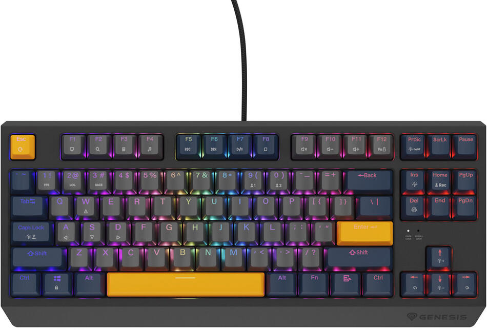 GENESIS herní klávesnice THOR 230/TKL/RGB/Outemu Panda/Drátová USB/US layout/Naval Blue Negative (NKG-2164)