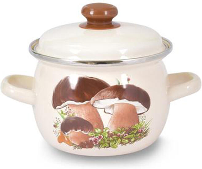 Smaltovaný hrnec s poklicí TORO 1,5l houby