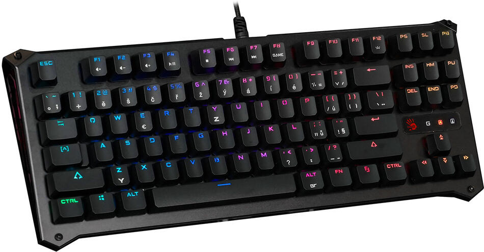 A4tech Bloody B930 optická herní klávesnice, RGB Podsvícení, Orange Switch, USB, CZ, černá (B930-BK-OS)