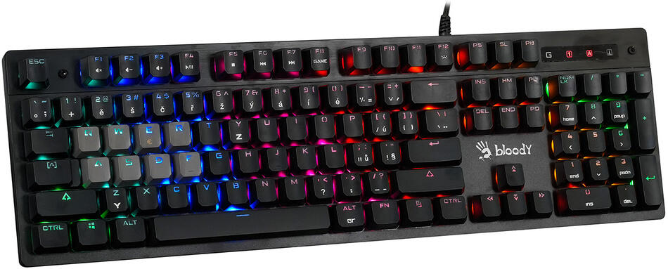 A4tech Bloody B500N herní klávesnice, podsvícená, Mecha-Like Switch, USB, CZ, černá (B500N-BK)