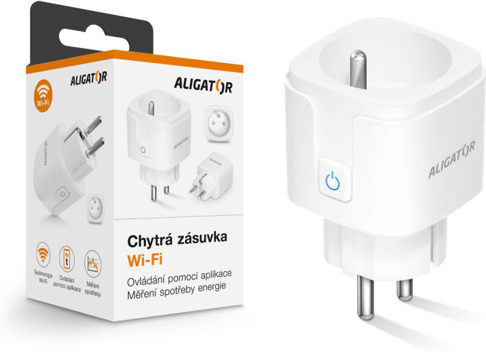 Chytrá zásuvka ALIGATOR Wi-Fi s měřením spotřeby