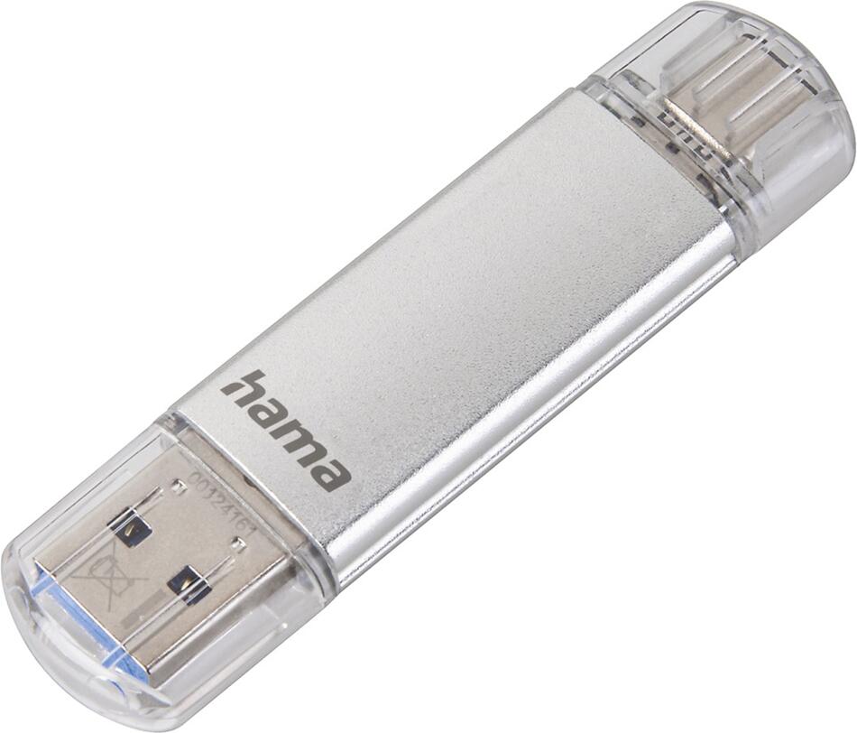 Hama Flash Pen Laeta, USB-C/USB-A 3.2 (Gen1), 64 GB, 40 MB/s, stříbrný