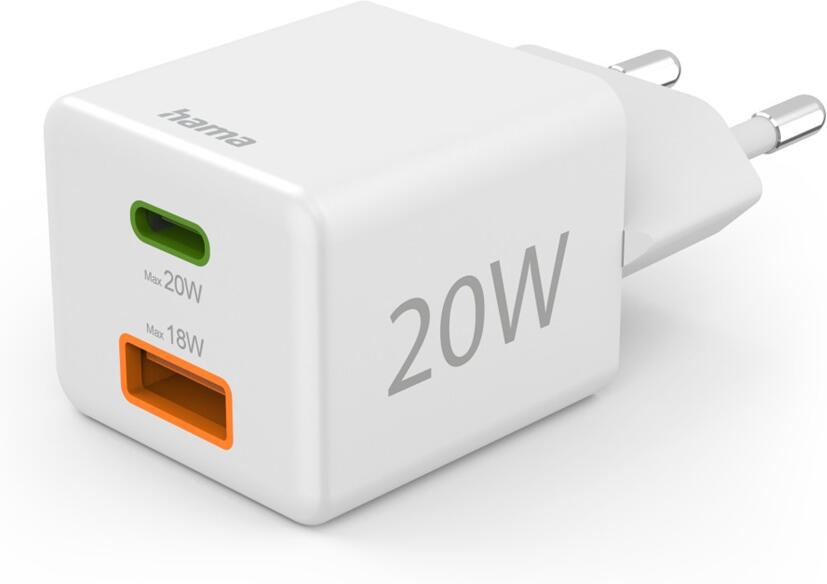 Hama rychlá USB nabíječka USB-C + USB-A, PD/QC, 20 W