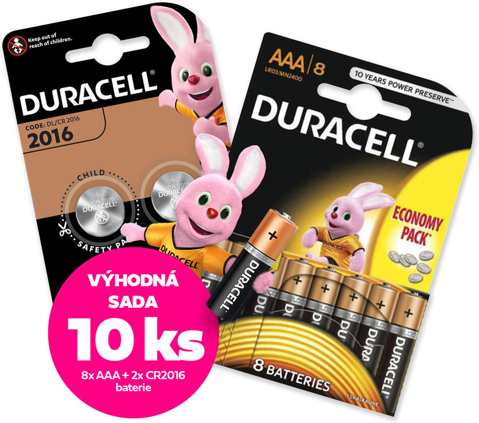 VÝHODNÝ SET baterií DURACELL 8ks AAA baterií + 2ks LITHIOVÁ BATERIE 2016