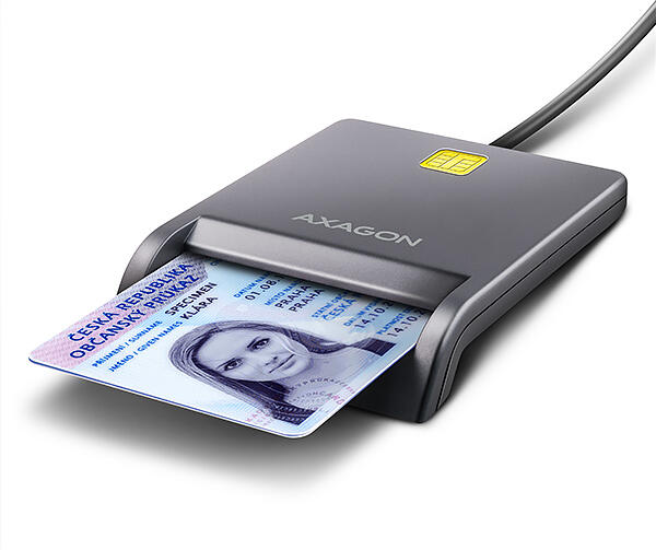 Axagon CRE-SM3T, USB-A FlatReader čtečka kontaktních karet Smart card (eObčanka), kabel 1.3m