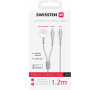 SWISSTEN OPLETENÝ MAGNETICKÝ KABEL 2v1 PRO APPLE WATCH A LIGHTNING, USB-C 1.2 M BÍLÝ