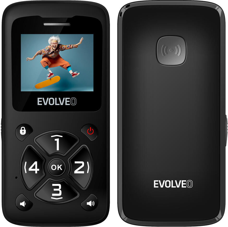 EVOLVEO EasyPhone ID, mobilní telefon pro seniory, černá (EP-400-IDB)