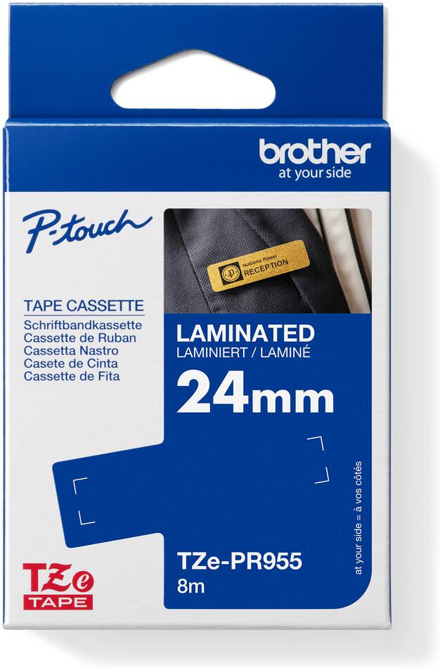 Brother TZE-PR955 stříbrná / bílá (24mm) (TZEPR955)