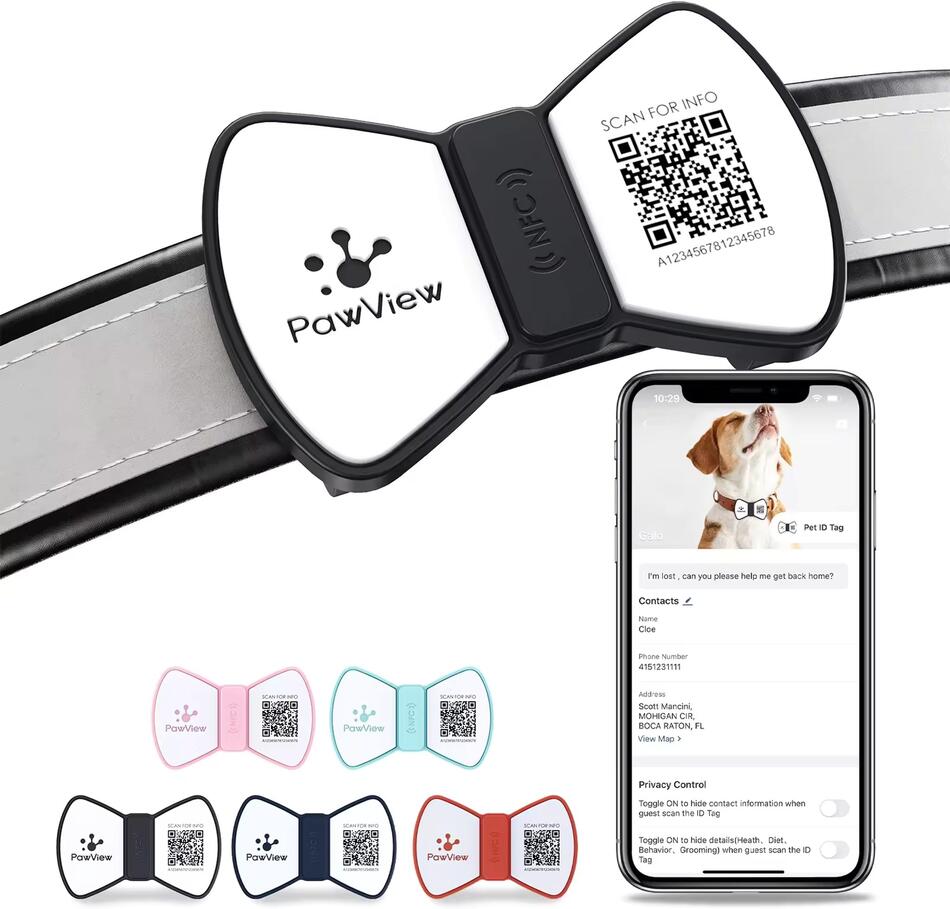 PawView chytrá známka pro psy pánský motýlek - černá