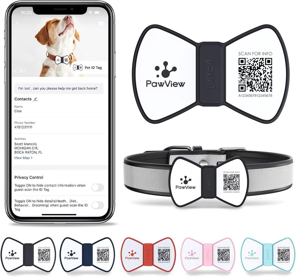PawView chytrá známka pro psy pánský motýlek - Modrá