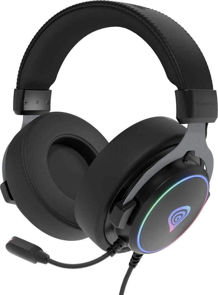 Herní sluchátka s mikrofonem GENESIS NEON 764 / 7.1 / USB / Drát / Stand / Černá (NSG-2169)