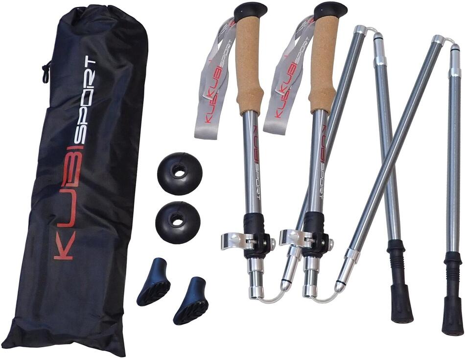 Skládací 5-dílné trekingové hole KUBIsport, 1 pár s příslušenstvím